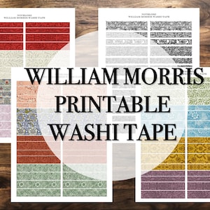 William Morris Printable Washi Tape | Botanical Vintage Pattern Strips for Scrapbook, Journal, or Planner