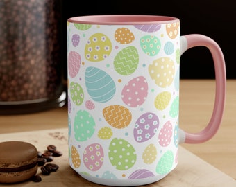 Taza de café con huevos de Pascua coloridos • Cocina y comedor • Taza • Taza de café • Taza de cerámica • Taza de Pascua • Pascua • Regalos para ella • Regalos