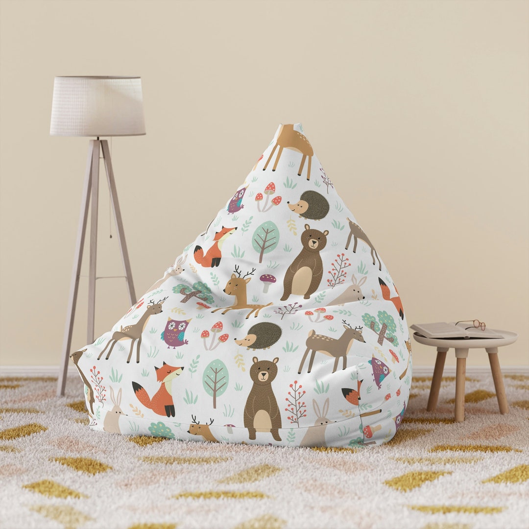 Forest Plants and Animals Bean Bag Chair Cover Floor Seating Kids