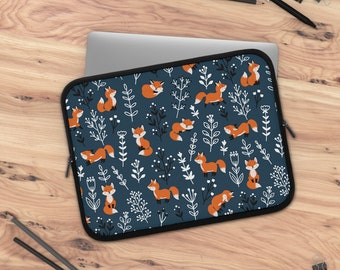 Happy Foxes Laptop Sleeve • Animal Laptop Sleeve • Laptop Case • Neoprene Laptop Sleeve • Best Friend Gift • Gift • Christmas Gift