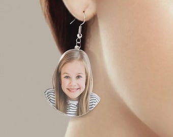 Custom Photo Acrylic Dangle Earrings – Personalized Wearable Art Gift