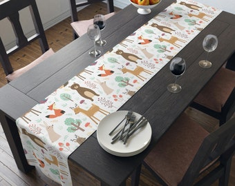 Forest Plants and Animals Table Runner • Cotton Table Runner • Kitchen and Dining • Gift for the Home • Gifts