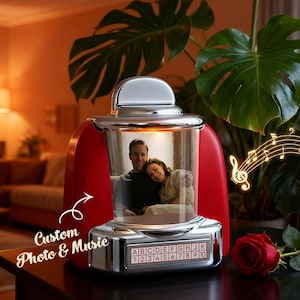 Custom retro jukebox-speaker – gepersonaliseerde fotomuziekspeler, vintage decor