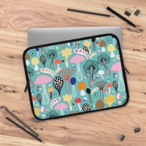 Colorful Mushrooms Laptop Sleeve • Laptop Case • Forest Laptop Sleeve • Office Gift • Christmas Gift