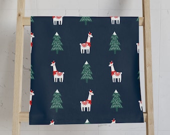 Llamas and Christmas Trees Hand Towel • Bathroom Hand Towel • Kids Bathroom • Seasonal Decor • Christmas Bathroom Hand Towel • Bath Decor