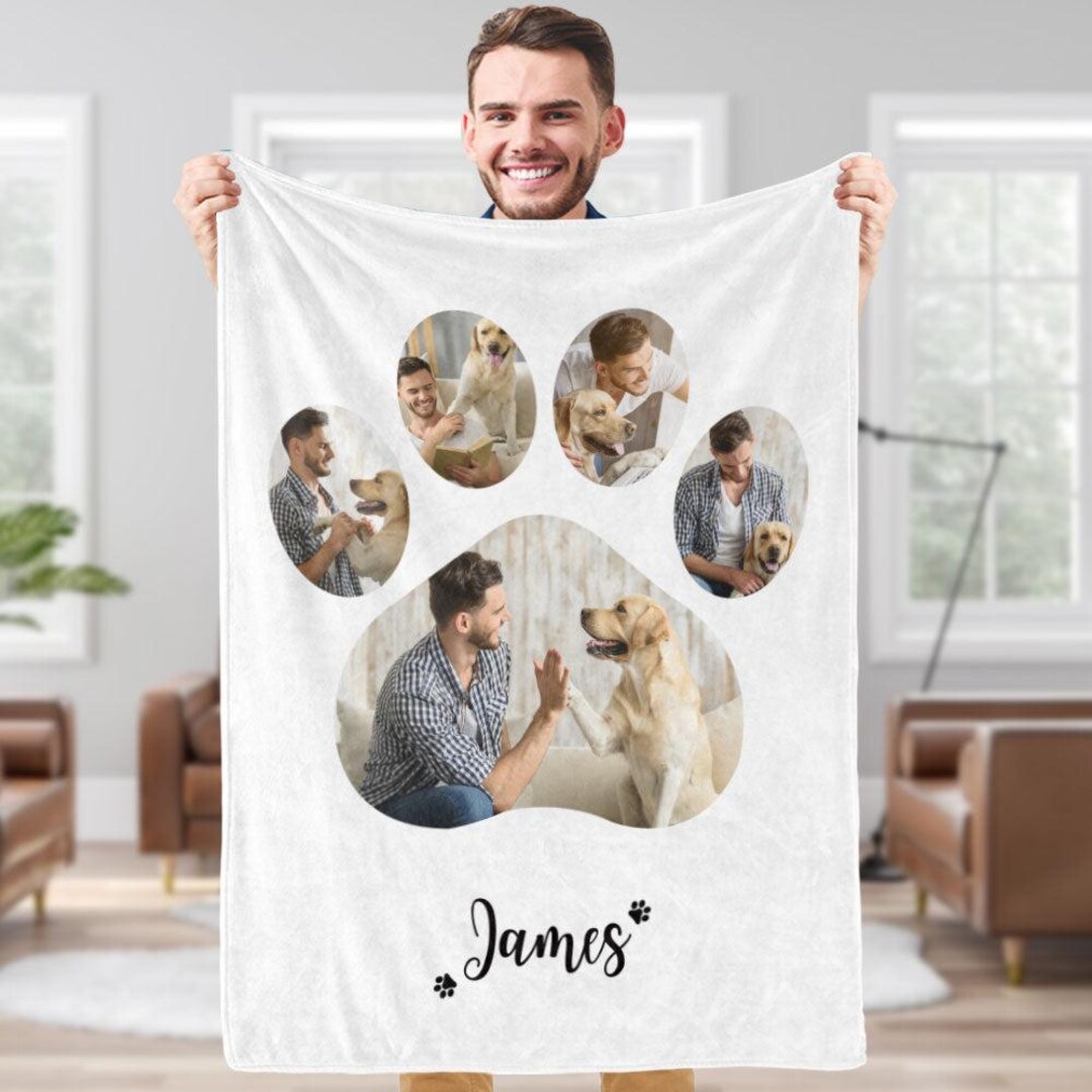 Custom Pet Photo Blanket – Personalized Fleece Throw for Dog Cat Lovers ...