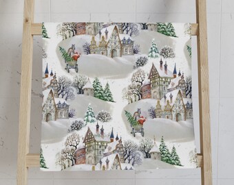 Winter Village Hand Towel • Christmas Bathroom Hand Towel • Seasonal Decor • Bathroom Accessories • Bathroom Decor • Gift for the Home