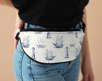 Vintage Ships Fanny Pack | Belly Bag | Waist Bag | Crossbody Bag