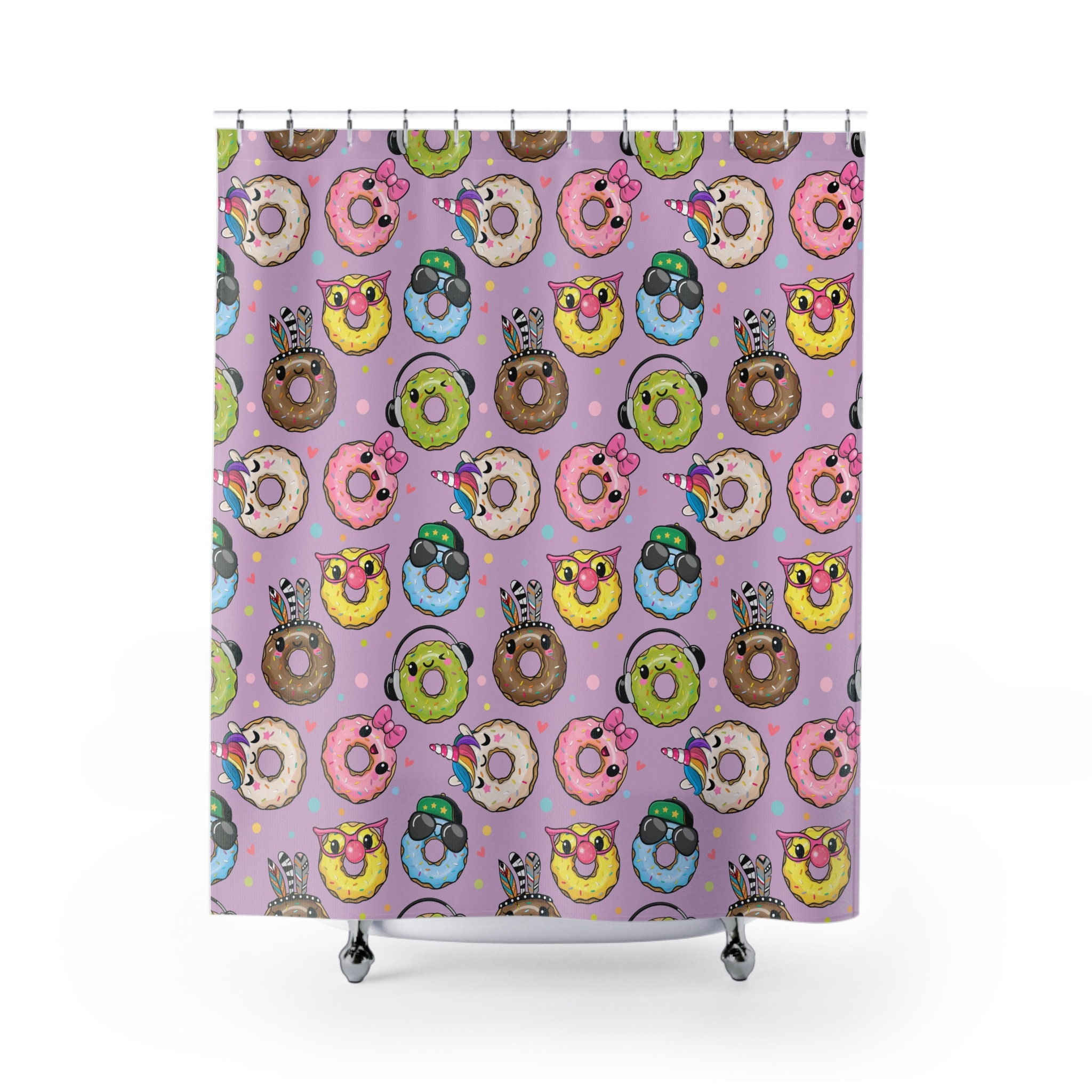 Kawaii Donuts Shower Curtain Kids Shower Curtain Cute Etsy