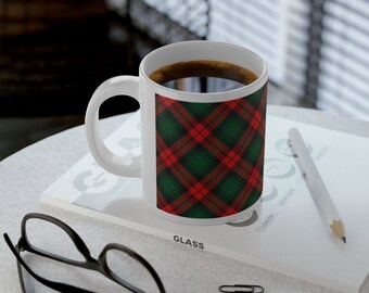 Red and Green Tartan Plaid Jumbo Mug, 20oz • Christmas Plaid Mug • Microwave and Dishwasher Safe Mug • Gifts