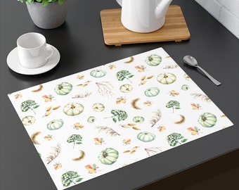 Fall Pumpkins and Leaves Cotton Placemat, 1 pc • Kitchen and Dining • Kitchen Decor • Decor • Home Decor • Gift for the Home • Thanksgiving