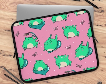 Kawaii Frogs Laptop Sleeve • Laptop Case • Cute Laptop Case • Tablet Case • Best Friend Gift