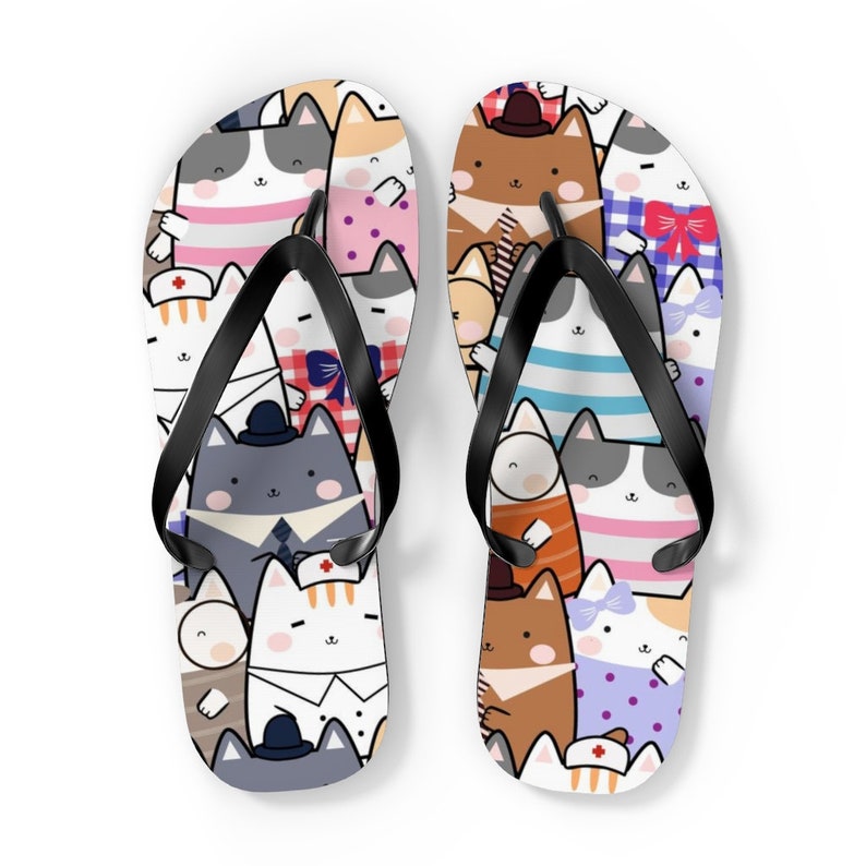 Kawaii Cats Flip Flops Kawaii Slippers Bridal Flip Flops Bride Etsy