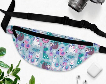 Happy Christmas Animals Fanny Pack | Crossbody Fanny Pack | Hip Pack | Waist Bag | Belly Bag