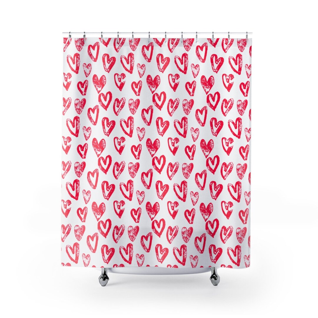 Lovely Hearts Shower Curtain Valentine's Day Seasonal Decor Gift for Home Best Friend Gift Gift