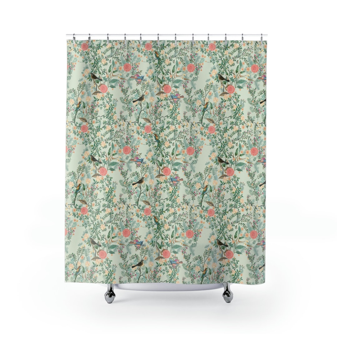 Chinoiserie Garden Shower Curtain Asian Home Decor Cute Etsy