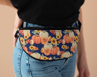 Fall Pumpkins and Sunflowers Fanny Pack | Crossbody Fanny Pack | Hip Pack | Waist Bag | Belly Bag