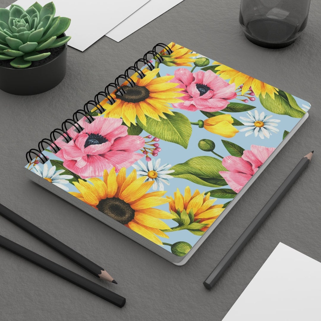 Sunflowers Spiral Bound Notebook 5x7 With 150 Lined Pages Laminated ...