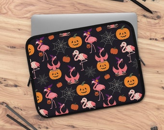 Halloween Flamingos Laptop Sleeve • Laptop Case • Neoprene Laptop Sleeve • Laptop Sleeve Multiple Sizes • Best Friend Gift