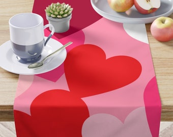 Pink and Red Hearts Table Runner  • Unique Home Decor • Valentines Day • Gift for the Home • Gifts for Mom • Gifts for Her • Gifts