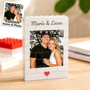 Anpassat foto av byggklosspussel - Personligt - LEGO-stil fotopresent för par, årsdag, alla hjärtans dag