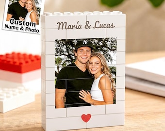 Quebra-cabeça personalizado com fotos em peças LEGO - Presente estilo LEGO para casais, aniversário e Dia dos Namorados.