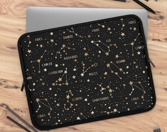 Stars and Zodiac Signs Laptop Sleeve • Laptop Case • Tablet Case • Back to School • Gifts