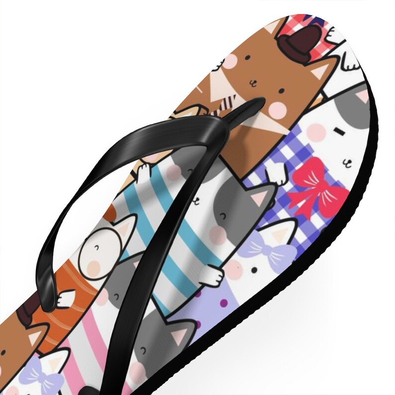 Kawaii Cats Flip Flops Kawaii Slippers Bridal Flip Flops Bride Etsy
