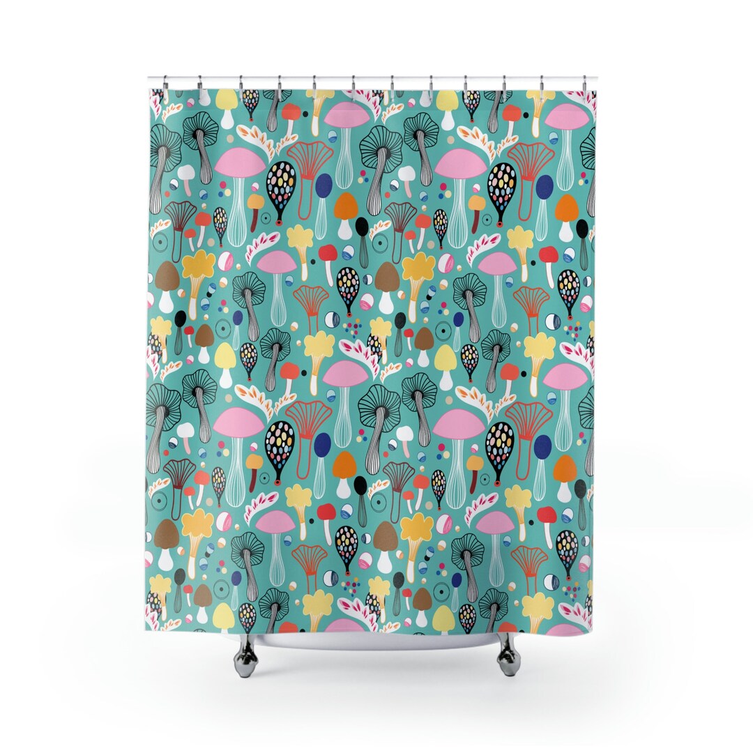 Colorful Mushrooms Shower Curtain Kids Shower Curtain Cute Shower