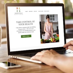 Nutritionist Website, Nutrition Business Templates, One Page Done For You Canva Website, Nutritionist Logo, Dietitian Business Website