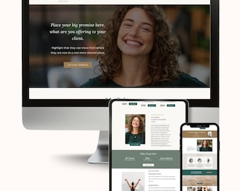 Modèle de site Web en toile verte, site Web pour entraîneurs et fournisseurs de services, édition facile, lancement en une journée, didacticiel vidéo inclus, fait pour vous