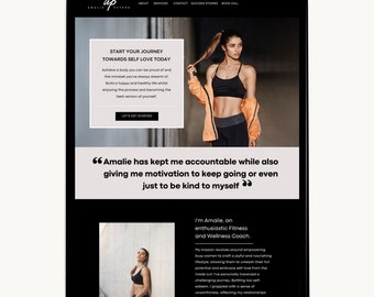 Fitness Coach Website Template, Health and Wellness One Page Website, Fitness Business Templates, Done For You Website, Fitness Brand