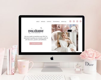 Websitesjabloon Life Coach, coachingwebsite van Canva, coachingwebsite Done for You, coachingwebsite met één pagina, verkooppagina