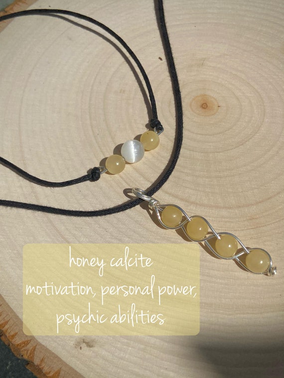 Honey Calcite Crystal Necklace Genuine 
