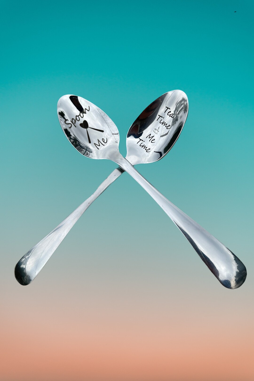2 Pack Custom Made Spoon Set. Tea Time Me Time Spoon Me Etsy