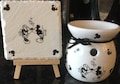 Oil/wax burner in white with matching slate coaster.
