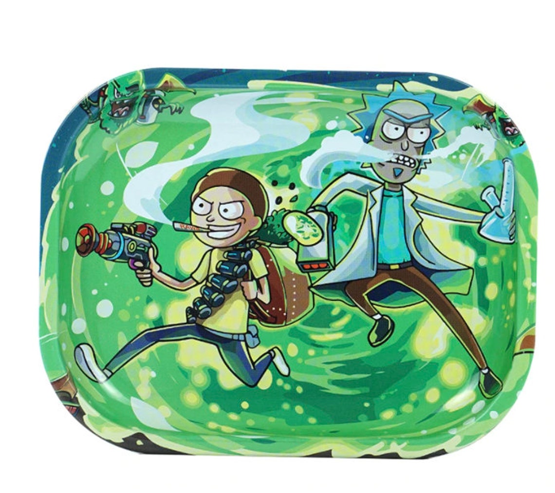 Rick & Morty Metal Rolling Tray Etsy Rick & Morty Metal Rolling Tray Etsy