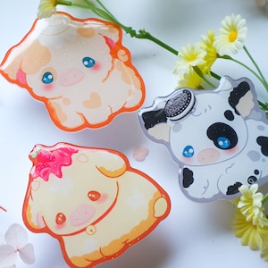 Cute Cow Phone Grips, Kawaii Cow Phone Grip, Glitter Cow Acrylic Grips, Gifts for friends, Cow Accessories
