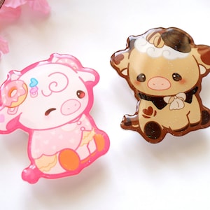 Coffee & Donut Cow Phone Grip, Phone accessories, couple phone grip, friendly gifts, cute gifts for friends