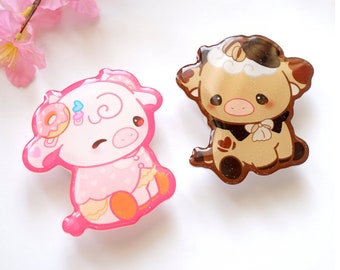 Coffee & Donut Cow Phone Grip, Phone accessories, couple phone grip, friendly gifts, cute gifts for friends