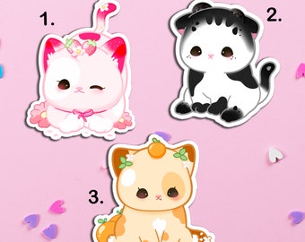Cute Ice Cream Cats Stickers, Cute Kitty Stickers, Adorable animal stickers, Cat lover, Cute Cat Sticker Collection, Kawaii Cat stickers