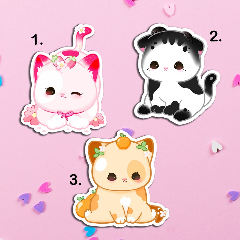 Cute Ice Cream Cats Stickers, Cute Kitty Stickers, Adorable animal stickers, Cat lover, Cute Cat Sticker Collection, Kawaii Cat stickers image 1