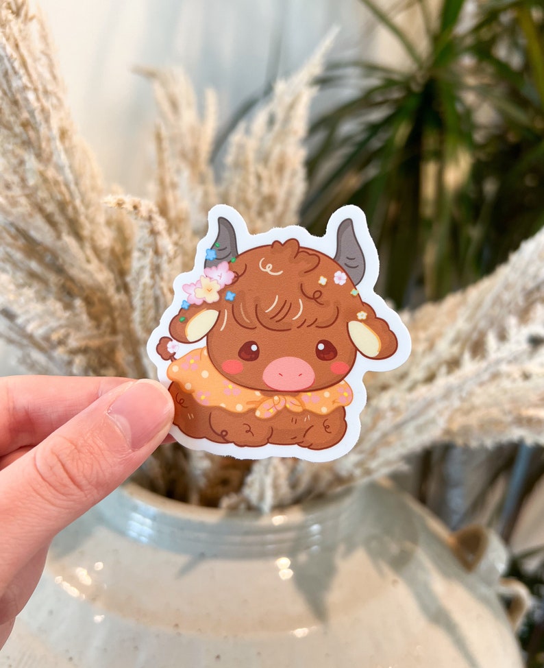 Cute Cottagecore Cow Stickers, Country Cow Stickers, Cute Flower Cow Stickers, Vinyl Vintage Cow Set Stickers, Farmcore Cow Glossy Stickers image 5