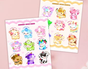 Dessert Cows Menu Sticker Sheets, Cute Stationary for decoration, sticker decoration, cute cow stickers