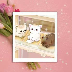 Mini impressão de pão de gato fofo, impressão de gato torrado, impressão de foto Kawaii, estampas fofas de presente para amigos, cartão postal de gato fofo, impressões estéticas de fotos fofas