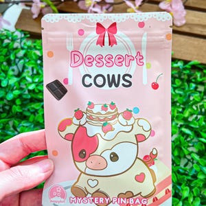 Dessert Cows Pin Blind Bag, Surprise Pin bag, Cute cow pins, Fantasy enamel pins, Fun Christmas present, Cute cow enamel pins gifts
