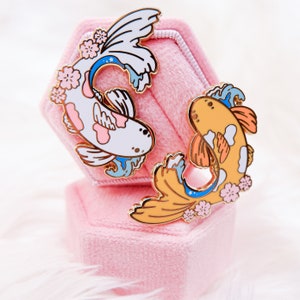 Enamel Pin: Japanese Cherry Blossom Koi Fish, Sakura Koi Fish Pair Pin ...