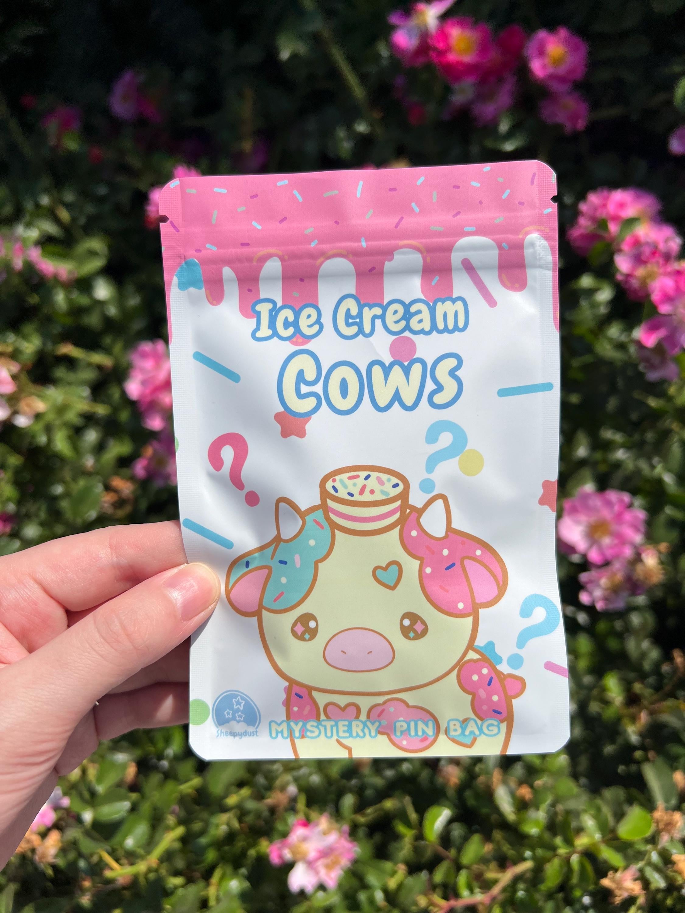 Ice Cream Cow Pin Blind Bag, Original Dessert Animal Enamel Pins