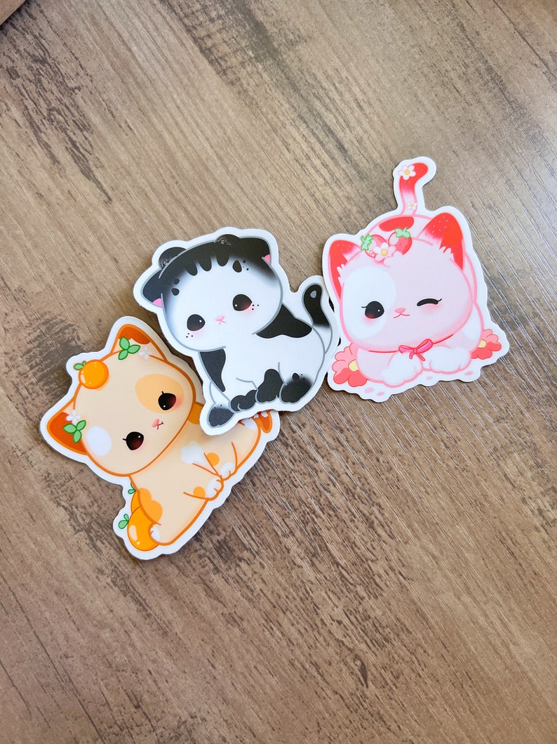 Cute Ice Cream Cats Stickers, Cute Kitty Stickers, Adorable animal stickers, Cat lover, Cute Cat Sticker Collection, Kawaii Cat stickers image 5