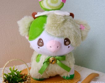 Matcha Roll Cow Plush with Blessing, Emotional Support Plush, Cozy Cuddle Buddy, Dessert Cow Plush, Cute Comfort Gift